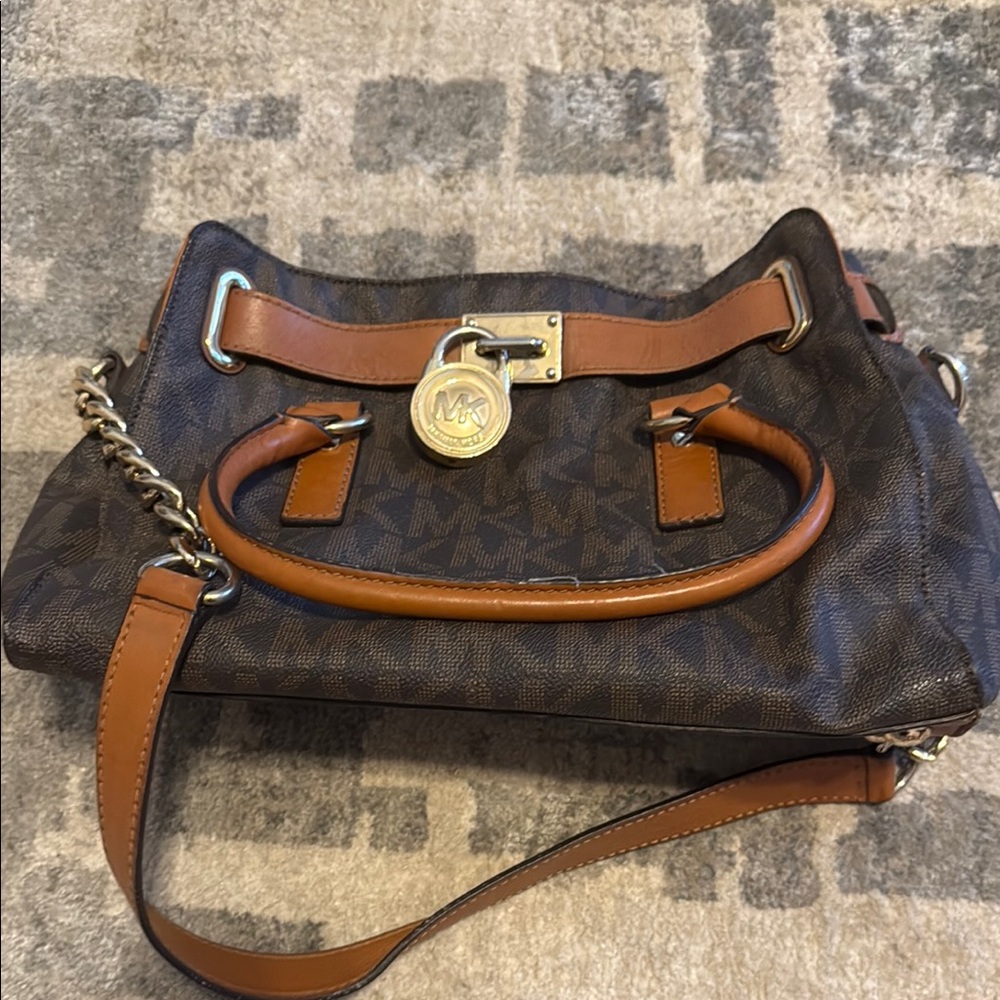 Michael Kors Brown Shoulder Bag with Gold Hardware